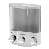 Better Living Euro Dispenser Trio - Satin Silver-Eliminates shower bottle clutter and container lifts off the wall for easy cleaning and re-filling