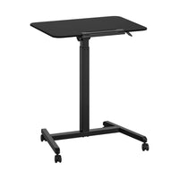Seville Classics 25.6" W airLIFT Pneumatic Tilting Mobile Desk Cart - Black-The tabletop is constructed of a sturdy laminated MDF and is supported by a solid steel frame