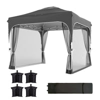 Outsunny 10 ft W x 10 ft L Pop Up Canopy Central Lock Outdoor Screen Party Tent-Pop-up design with a one-push central lock for tool-free setup
