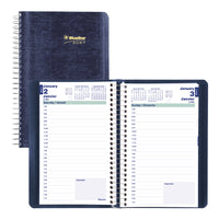 Blueline 2027 Daily Planner with Spiral Binding and Soft Lizard-Like Cover - 8" x 5" - Blue - Bilingual-12-Month: January 2027 to December 2027