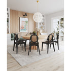 Manhattan Comfort Versailles 18.5" Industry Chic Round Back Dining Chair - Black and Natural Cane - Set of 2-Fine Natural Cane Made from Authentic Wooden Rattan
