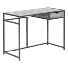 Monarch Specialties 7217 42" Computer Desk - Grey/Dark Grey Metal-Computer desk with 1 small storage drawer featuring a comfortable cutout handle and metal drawer slides