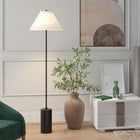 Hudson&Canal Somerset 64" Tall Floor Lamp with Empire Fabric Shade - Blackened Bronze/White-Rated for one 100W incandescent bulb - 9W LED bulb, 23W fluorescent (CFL) bulb, or 9W self-ballasted LED bulb, E26-base bulb, Bulb not included