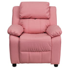 Flash Furniture Deluxe Padded Contemporary Pink Vinyl Kids Recliner with Storage Arms-Flip-Up Storage Arms