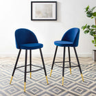 Modway Cordial Performance Velvet Bar Stools - Navy - Set of 2-Performance Velvet Upholstery