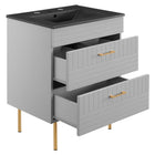 Modway Daybreak 24" Bathroom Vanity - Light Grey/Black-BATHROOM STORAGE - Organize bathroom essentials and keep counter space clean with this vanity. With a special design to accommodate for plumbing, the spacious bottom drawers offers ample storage space