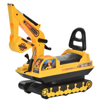 Qaba Kids Ride-On Excavator with Digger - Yellow-Combine the toddler walker and construction excavator toy 