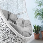 Modway Encase Outdoor Patio Rattan Swing Chair - White Grey-Waterproof Cushion Covers