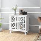 HOMCOM 31" L Storage Cabinet with Fretwork Doors and Shelf - White-Suitable for storage of daily accessories, utensils, dry goods, DVDs, linens, and towels 