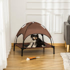 PawHut Elevated Cooling Pet Bed with Canopy for Medium Dogs - Coffee-Features a lightweight, steel frame making it highly durable 