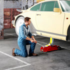 HOMCOM Hydraulic Low Profile Jack - Red-Heavy-duty steel construction enhances durability and stability