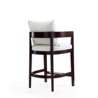Manhattan Comfort Ritz 22" Mid-Century Modern Faux Leather Upholstered Counter Stool - Ivory and Dark Walnut-Seat Height: 26.5"