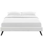 Modway Helen Vinyl Full Bed Frame with Round Splayed Legs - White-Ten Wood Support Slats