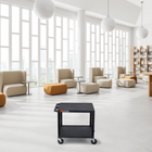 Luxor TUFFY 26" H Two-Tier Multi-Purpose Utility Cart - 24" W x 18" D - Black-The design is lightweight yet resilient, making it suitable for multiple environments including offices, schools, and workshops