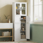 HOMCOM 67" Tall Bathroom Storage Cabinet with Six Doors - White-Three two-tier cabinets meet all your storage needs