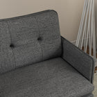 HOMCOM Modern Accent Chair with Wide Lounge Seat - Steel Legs - Button Tufted for Bedroom - Dark Grey-Seat Size: 24.8" W x 18.9" D (63 x 48 cm)
