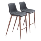 Zuo Magnus Barstool - Black/Walnut - Set of 2-Ergonomic and supportive footrest