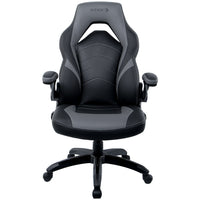 Emerge Vortex Bonded Leather Gaming Chair, Black and Grey-Black and grey gaming chair