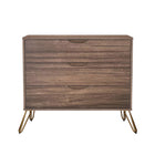 Manhattan Comfort Avira 35" Mid-Century Modern 3-Drawer Dresser - Brown-Clean-lined 3-drawer dresser with a soft laminate finish for a warm, modern look