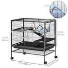PawHut 33" H 3-Tier Small Animal Cage with Hammock-Includes a bottom tray, features bedding, and is easily removed for cleaning 