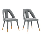 Manhattan Comfort Neda 20.87" Modern Velvet Upholstered Dining Chair - Grey - Set of 2-Modern Dining Chair for Dining Room and Task Chair Usage