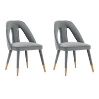 Manhattan Comfort Neda 20.87" Modern Velvet Upholstered Dining Chair - Grey - Set of 2-Modern Dining Chair for Dining Room and Task Chair Usage