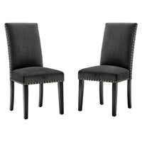 Modway Parcel Performance Velvet Dining Side Chairs - Charcoal - 2 Pack-Modern Accent Chair