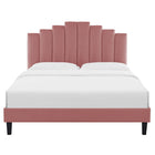Modway Elise Performance Velvet Twin Platform Bed with Black Wood Legs - Dusty Rose-Tapered Black Wood Legs