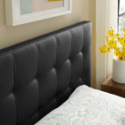 Modway Lily Upholstered Vinyl Twin Headboard - Black-Deep tufting with stylish trim