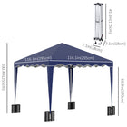 Outsunny 10 ft W x 10 ft L Pop Up Canopy Tent with Carry Bag - Blue-Guy ropes and ground pegs to secure gazebo to ground