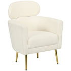 HOMCOM Modern Accent Chair with Detachable Headrest for Living Room - Cream/White-The teddy fleece surface is breathable, skin-friendly and adorable 

