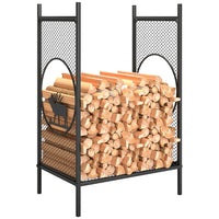 Outsunny Firewood Rack Outdoor - 19" Heavy Duty Metal Fireplace Log Holder-Compact design holds 110 lb of wood, keeping your fireplace area tidy