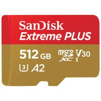 Sandisk Extreme Plus microSDXC UHS-1 Card With Adapter - 512GB-Compatible with most devices that support microSDXC cards For wide-ranging use