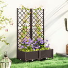 Outsunny Raised Garden Bed with Drainage Holes - Drain Plugs - Water Reservoir - Brown-Lightweight, reliable PP material enhances portability and longevity
