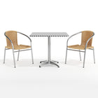 Flash Furniture 31.5'' Square Aluminum Indoor-Outdoor Table with 2 Beige Rattan Chairs (TLH-ALUM-32SQ-020BGECHR2-GG)-Warranty: 5 Year Limited (non moving metal parts), 2 years on moving parts (details with product)