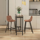 HOMCOM 27" Counter Height Industrial Kitchen Bar Stools - Brown - 2 Pack-Attached adjustable feet help keep standing upright
