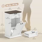 HOMCOM Pet Proof 10 Gallon Tilt Out Trash Sideboard Buffet Cabinet with Drawer - White Wood Effect-Versatile design also works as laundry hamper or entryway organizer in small homes
