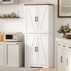 HOMCOM 72" H Farmhouse Kitchen Pantry Cabinet - White-Anti-tipping hardware for enhanced family safety 