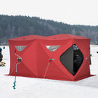 Outsunny 5-8 Person Pop-up Ice Fishing Shelter Tent - Red-Solid fiberglass poles in superior strength to hold the tent up 