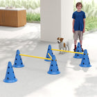 PawHut Portable Dog Agility Hurdle Cone Set with 6 Cones, 6 Poles and Carry Bag - Blue-Bag included for simple storage 