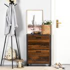 HOMCOM Rustic Shoe Cabinet with 2 Flip Doors, Divider & Open Shelf - Rustic Brown-Anti-tipping design ensures safety and security
