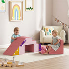 Qaba Climbing Foam Blocks for Toddlers - Soft Play Foam - Pink - Set of 2-High-density PU foam, soft velvet cover, safe for baby skin 