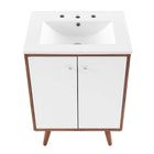 Modway Transmit 24" Bathroom Vanity - Walnut/White-Chrome Hardware