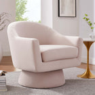 Modway Astral Performance Velvet Fabric and Wood Swivel Chair - Pink-Stain-Resistant Upholstery