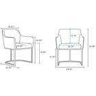 Manhattan Comfort Serena 23.03" Modern Leatherette Upholstered Dining Armchair - Light Grey-Seat Structured in Geometric Modern Base Made of Metal for Design and Durability
