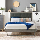 Modway Willow Wood Queen Platform Bed with Angular Frame - Grey Charcoal-Rubberwood Legs