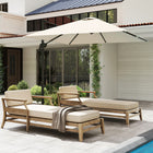 Outsunny 8' L x 8' W Square Patio Hanging Offset Umbrella with 360° Rotation - White-Top vent offers good airflow and prevents tipping over   