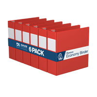 Davis Group Premium Economy Binder - D Ring - 3" - Red - 6 Pack-3 Ring Binder