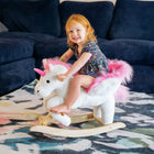 Qaba Baby Unicorn Rocking Horse - White and Pink-Soothing melody engages children's auditory senses for realistic fun 