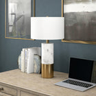 Hudson&Canal Liana 24" Tall Table Lamp with Fabric Shade - Marble/Brass/White-Rated for one 60W incandescent bulb - 9W LED bulb, 13W fluorescent (CFL) bulb, or 9W self-ballasted LED bulb, E26-base bulb, Bulb not included
